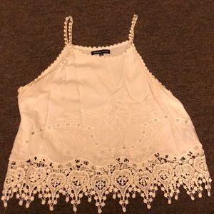 Crochet trim crop top